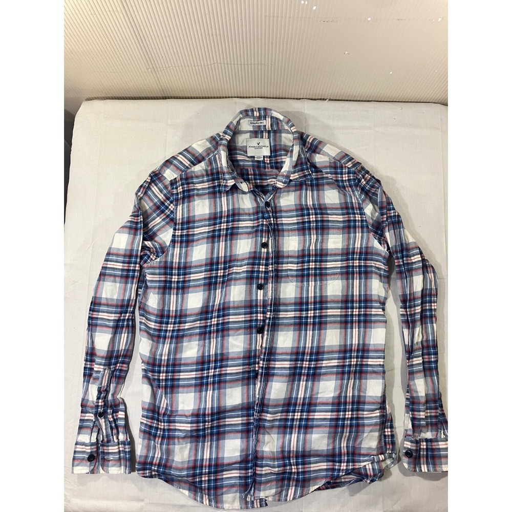 American Eagle Seriously Soft Mens Medium Plaid Button Down Long Sleeve Shirt